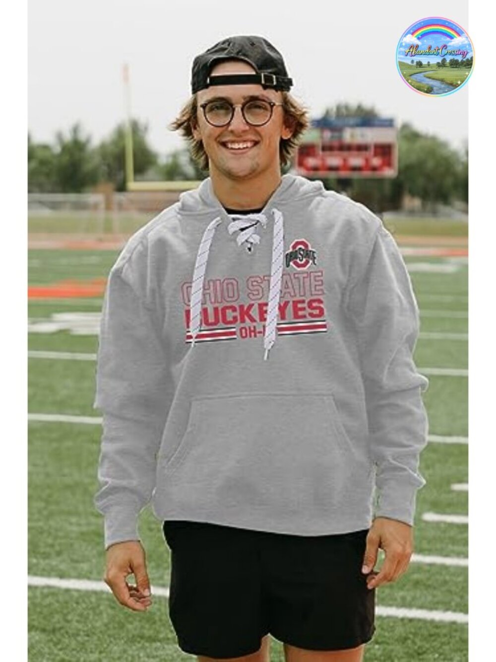 NCAA Ohio State Buckeyes Hockey Hooded Sweatshirt Lace-Up